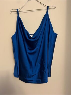 The Drop Christy Cowl Neck royal blue silky cami thin straps shiny finish  2X